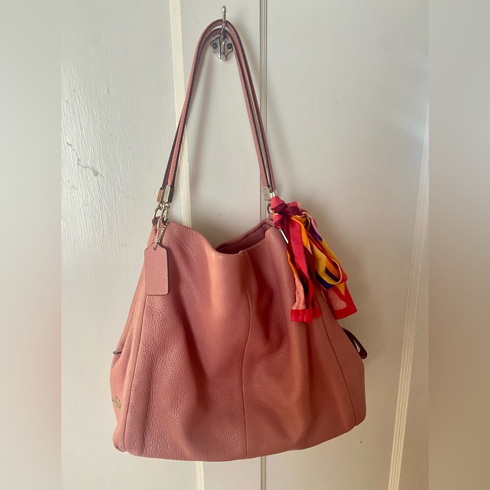Y2K Coach Edie Pink Leather Shoulder Bag with Scarf